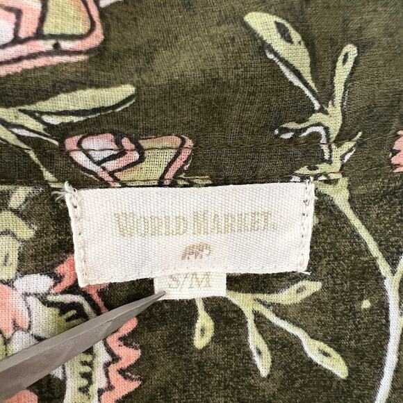 World Market Women's Paisley Tunic S/M Green Cotton Long Sleeve Casual Top - Picture 5 of 6